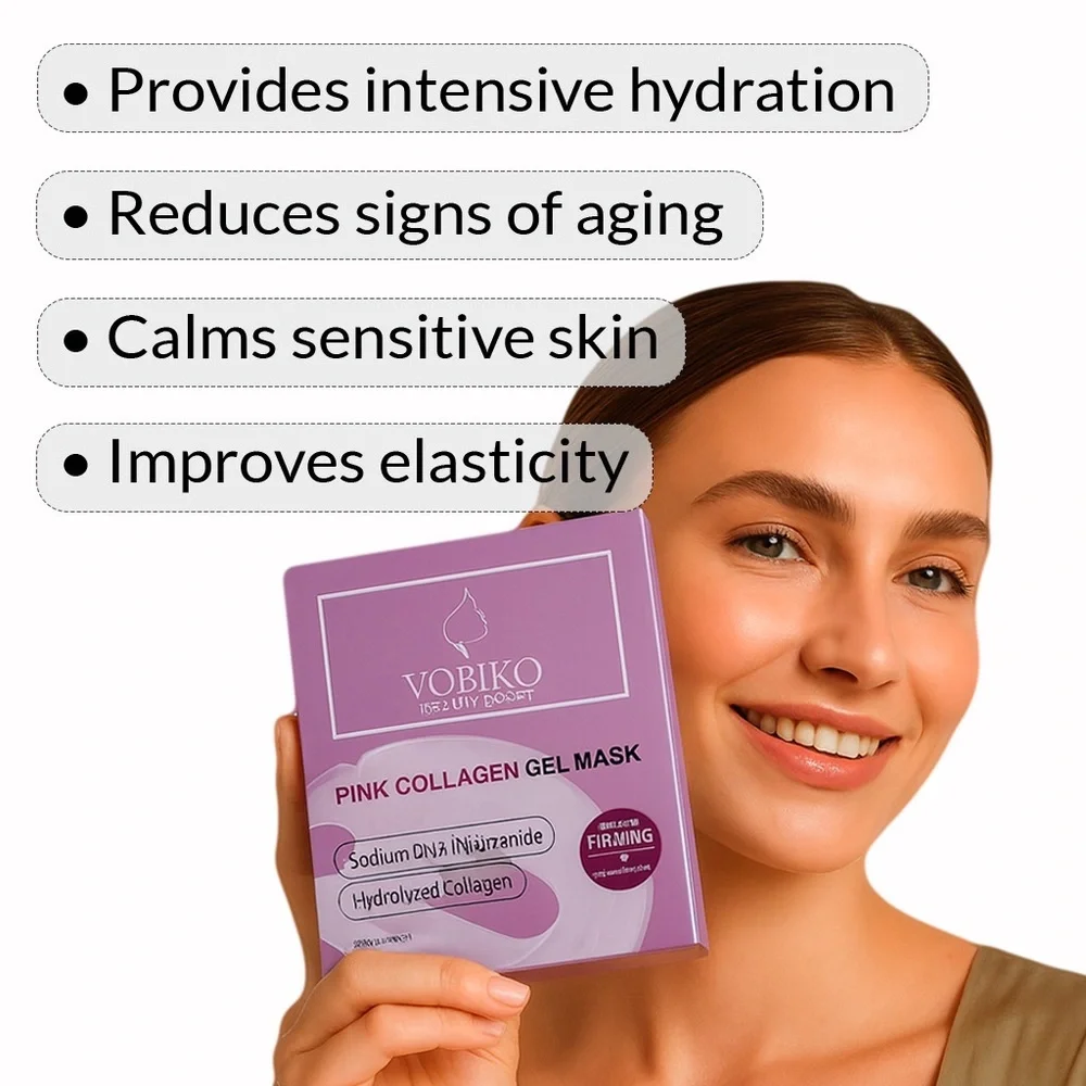 PDRN Pink Collagen Hydrogel Face Masks 12 Pack Sodium DNA Glass Skin VOBIKO Set
